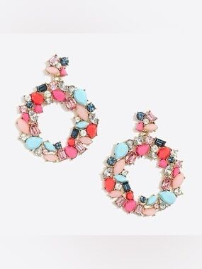 J Crew- Colorful Multi-Stone Hoop Earrings - PRELOVED